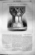 Antique Old Print Font Church St. John Luxemburg Architecture 1847 Builder 19th