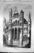 Original Old Antique Print Exterior Ely Cathedral Architecture 1847 Builder