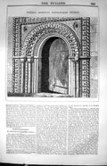 Antique Old Print Norman Doorway Kenilworth Church Architecture 1847 Builder