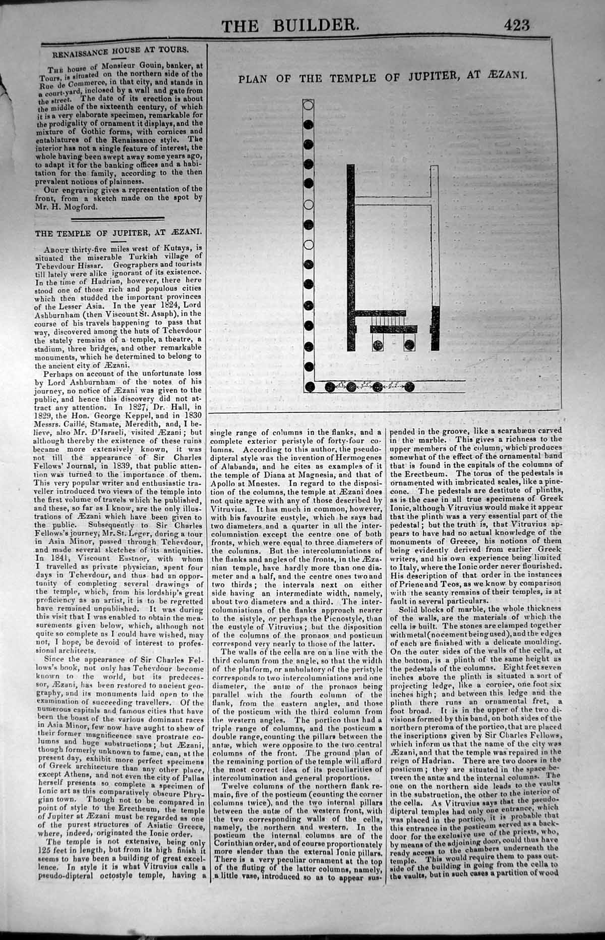 Old Plan Temple Jupiter Aezani Kutaya Turkey Architecture 1847 Builde Victorian