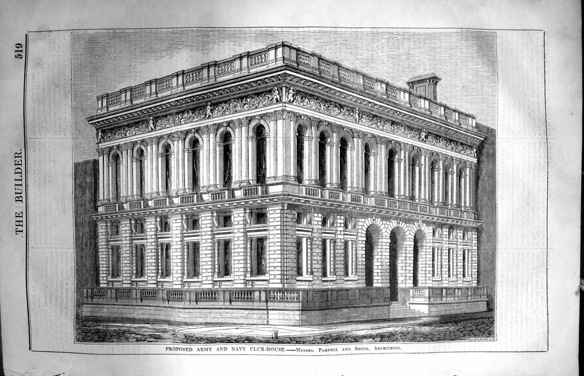 Old Proposed Army Navy Club House Parnell Smith Architecture 1847 Bui Victorian