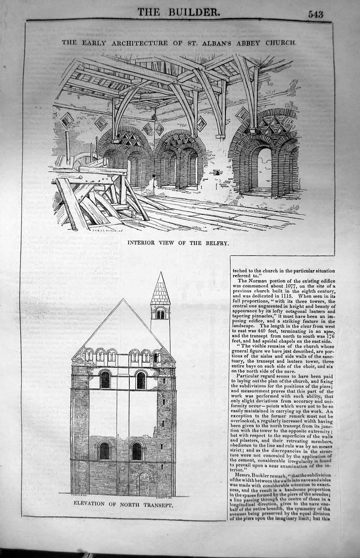 Old Architecture St. Albans Abbey Church Interior Belfry Transept 184 Victorian