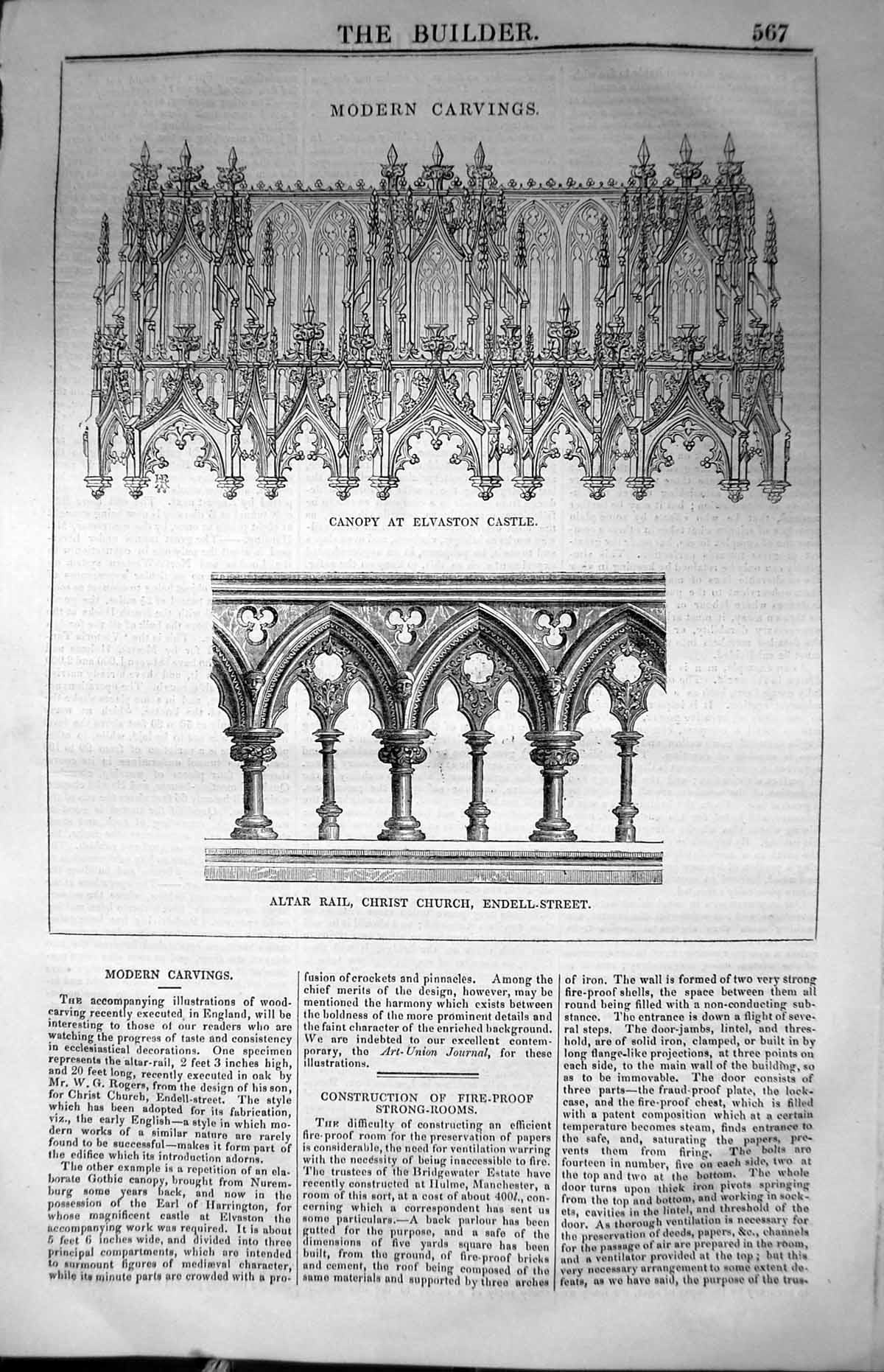 Old Modern Carvings Canopy Elvaston Castle Church Endell Architecture