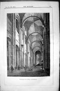Original Old Antique Print Interior Spire Cathedral Architecture 1852 Builder