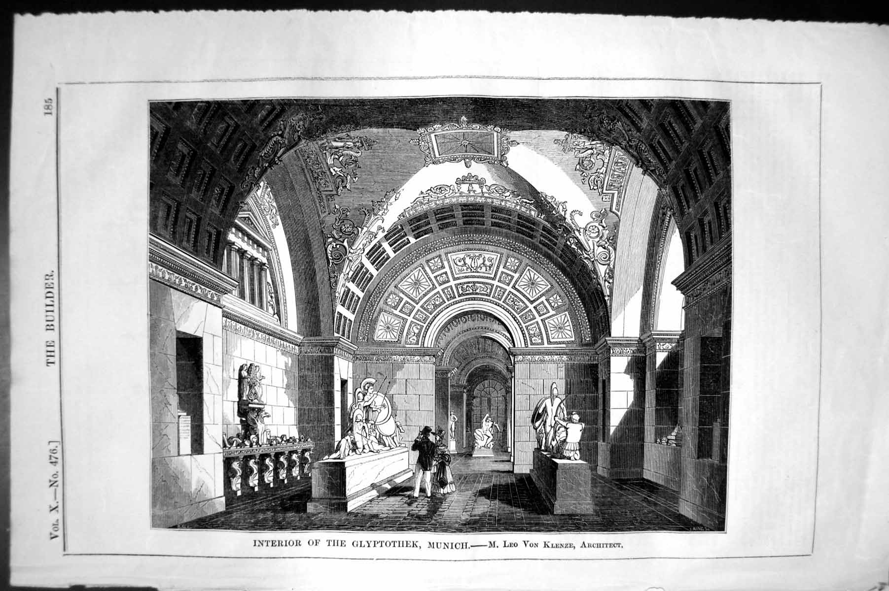 Old Interior Glyptothek Munich Leo Von Klenze Architecture 1852 Build Victorian