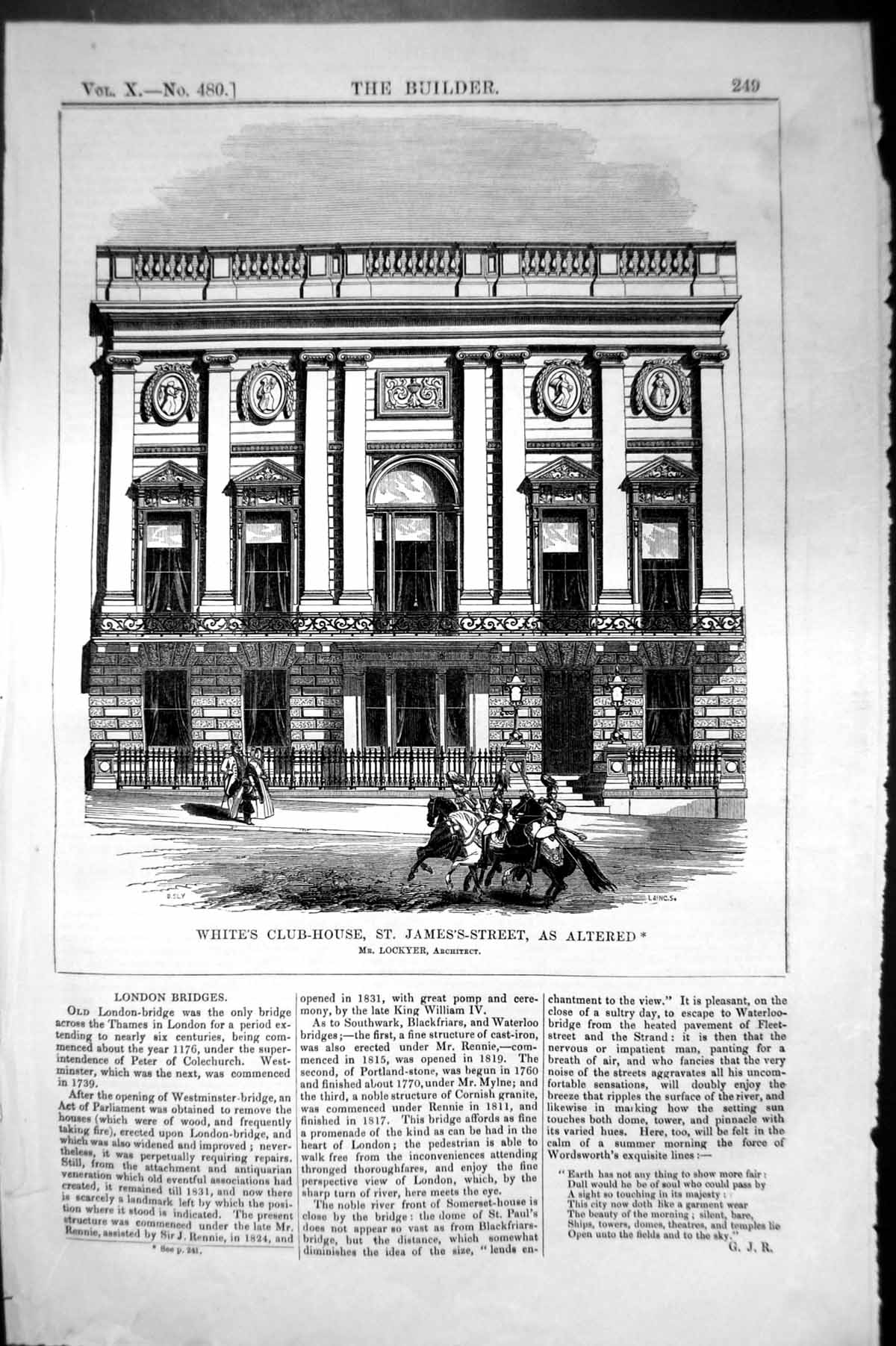 Old White Club House St. James'S Street Lockyer Architecture 1852 Bui Victorian