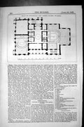 Old Print Plan Guildhall Assize Courts Swansea Architecture 1852 Builder 19th