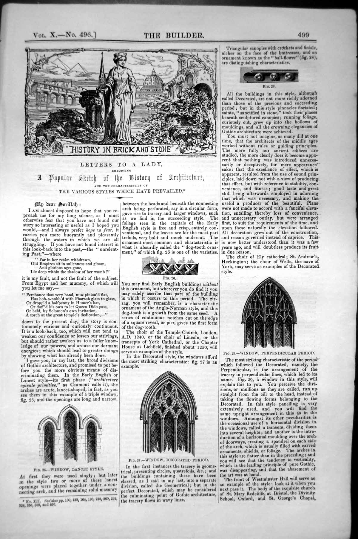 Old Architecture 1852 Builder Decorated Window Lancet Perpendicular P Victorian