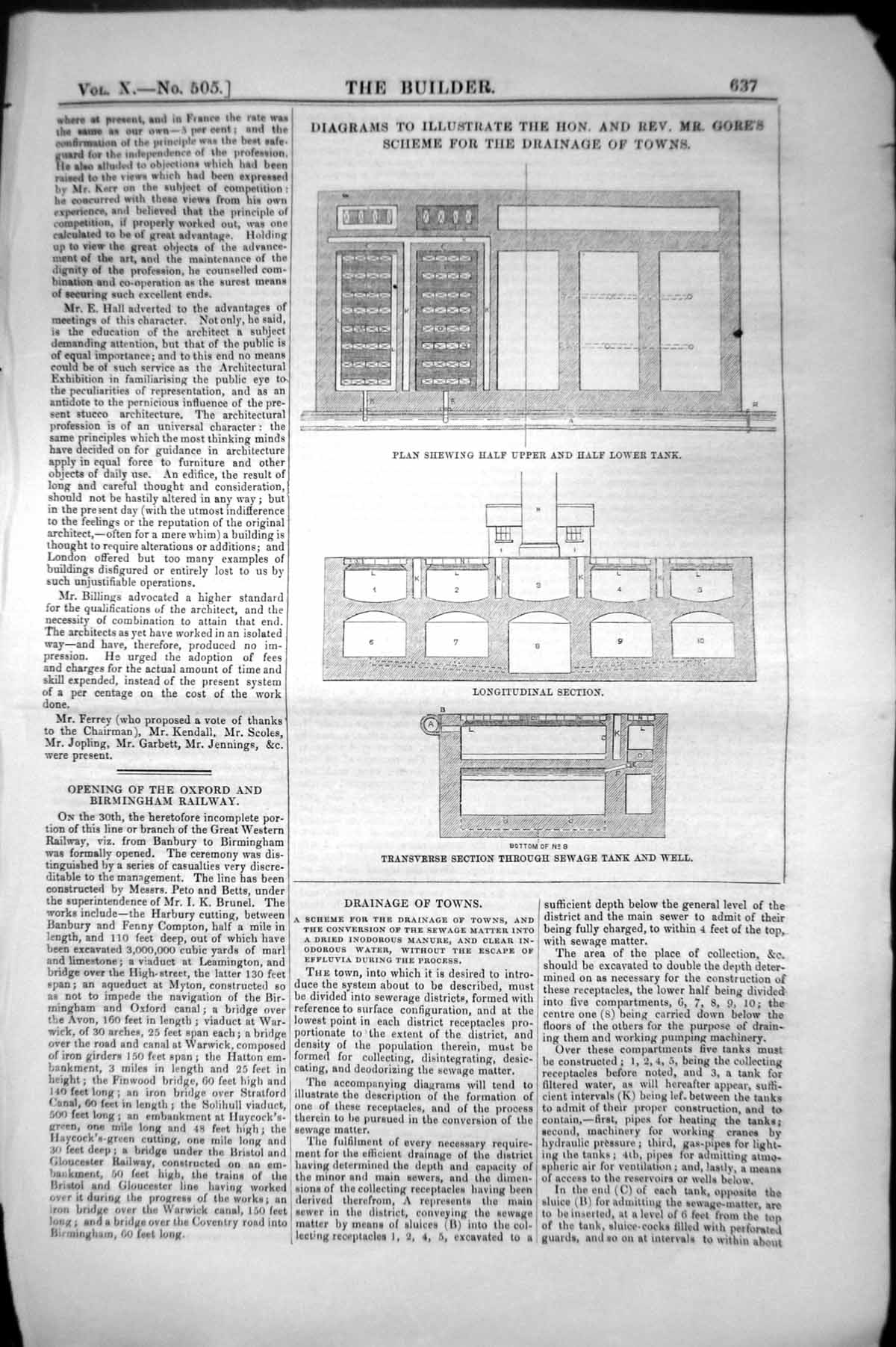 Old Diagrams Rev. Mr Gores Scheme Drainage Towns Sewage Tank Well 185 Victorian