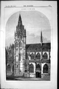 Antique Old Print Exterior Caudebec Seine Cathedral Architecture 1852 Builder