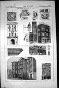 Old Print Houses Shops London Buildings Windows Architecture 1852 Builder 19th