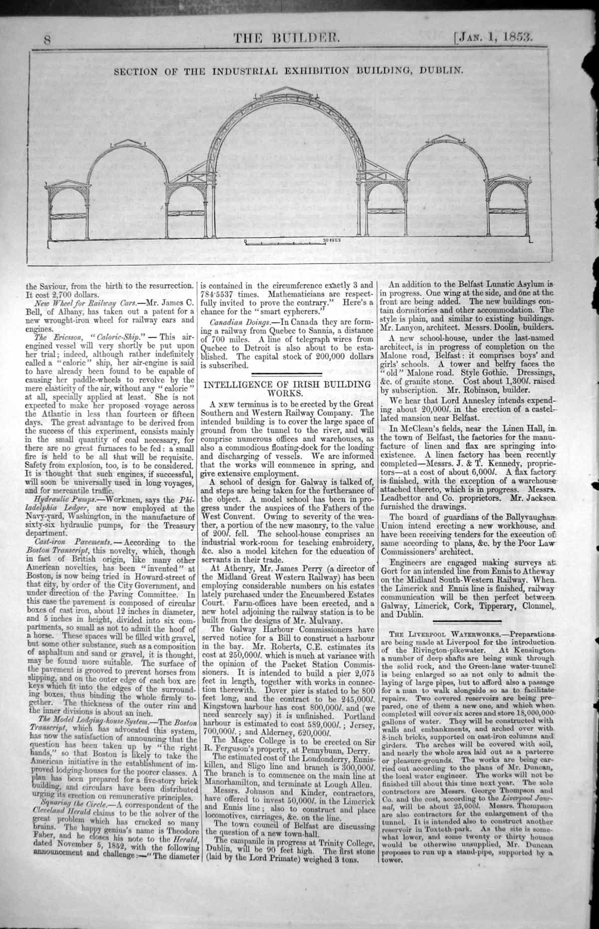 Old Section Industrial Exhibition Building Dublin Arches Metalwork 18 19th