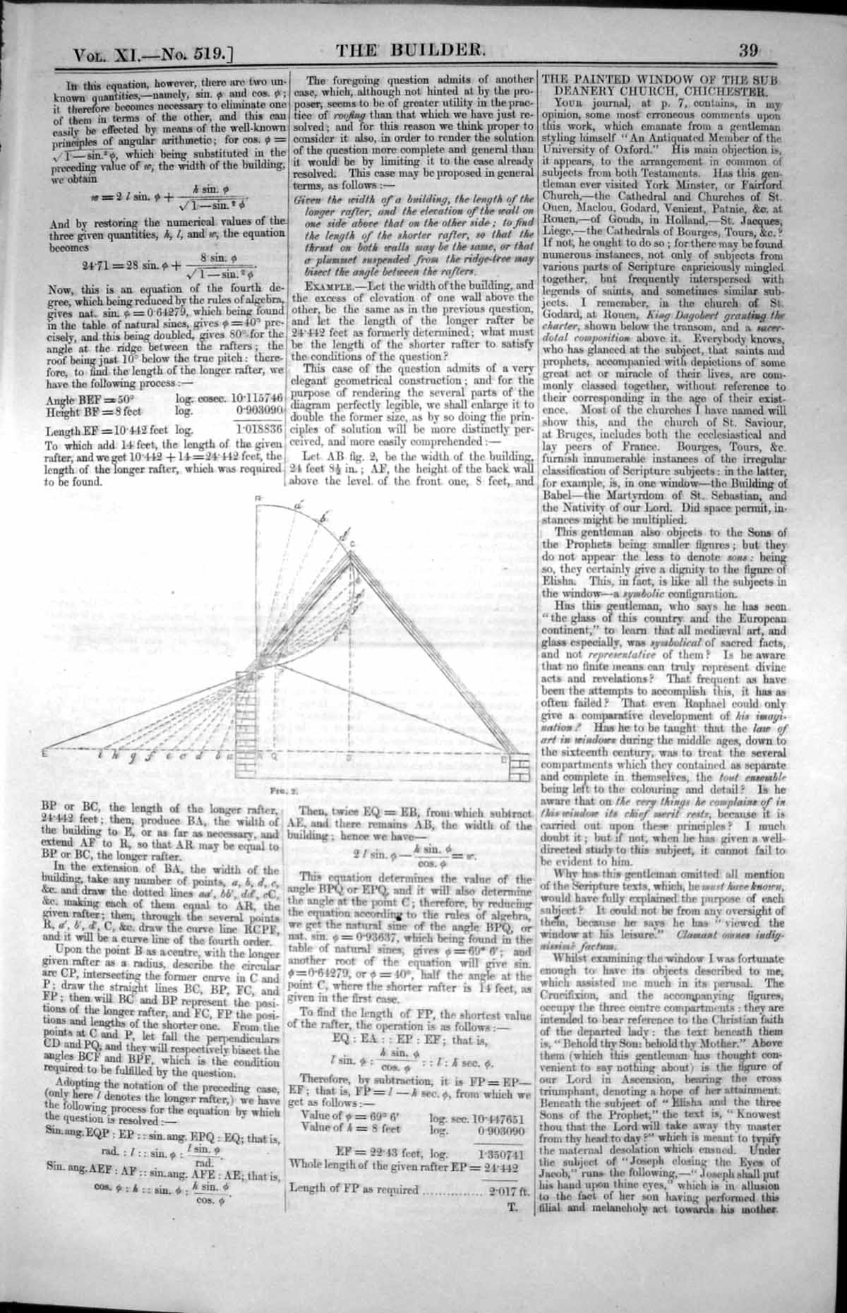 Antique Print Mathematical Equation Builder Building RoAngles Sin Cos 1853 19th