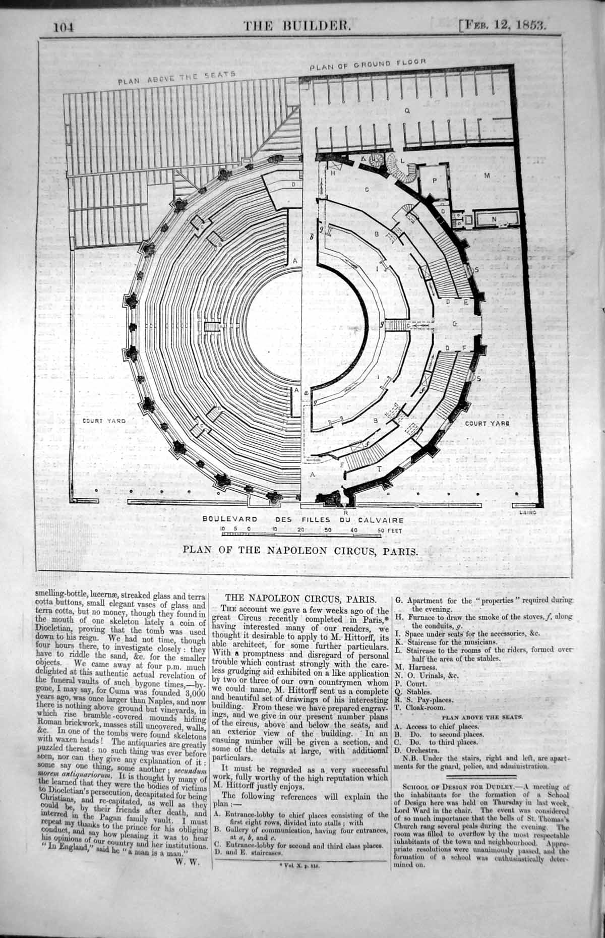 Old Plan Napoleon Circus Paris Boulevard Des Filles Du Cavalaire 1853 Victorian
