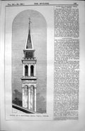 Antique Old Print Tower S.Francesco Della Viqua Venice T.C. Tinkler Text 1853