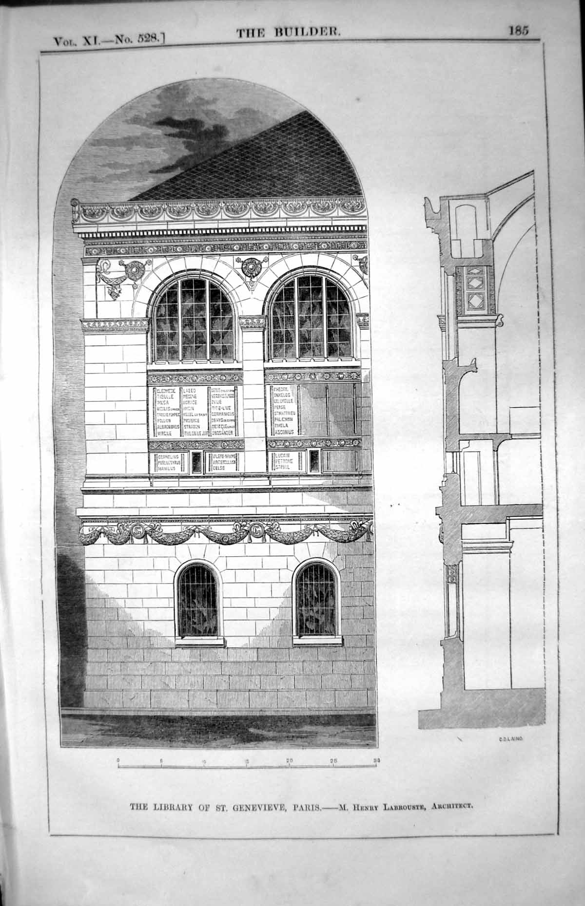 Old Library St. Genevieve Paris Exterior Cross Section Columns Suppor Victorian