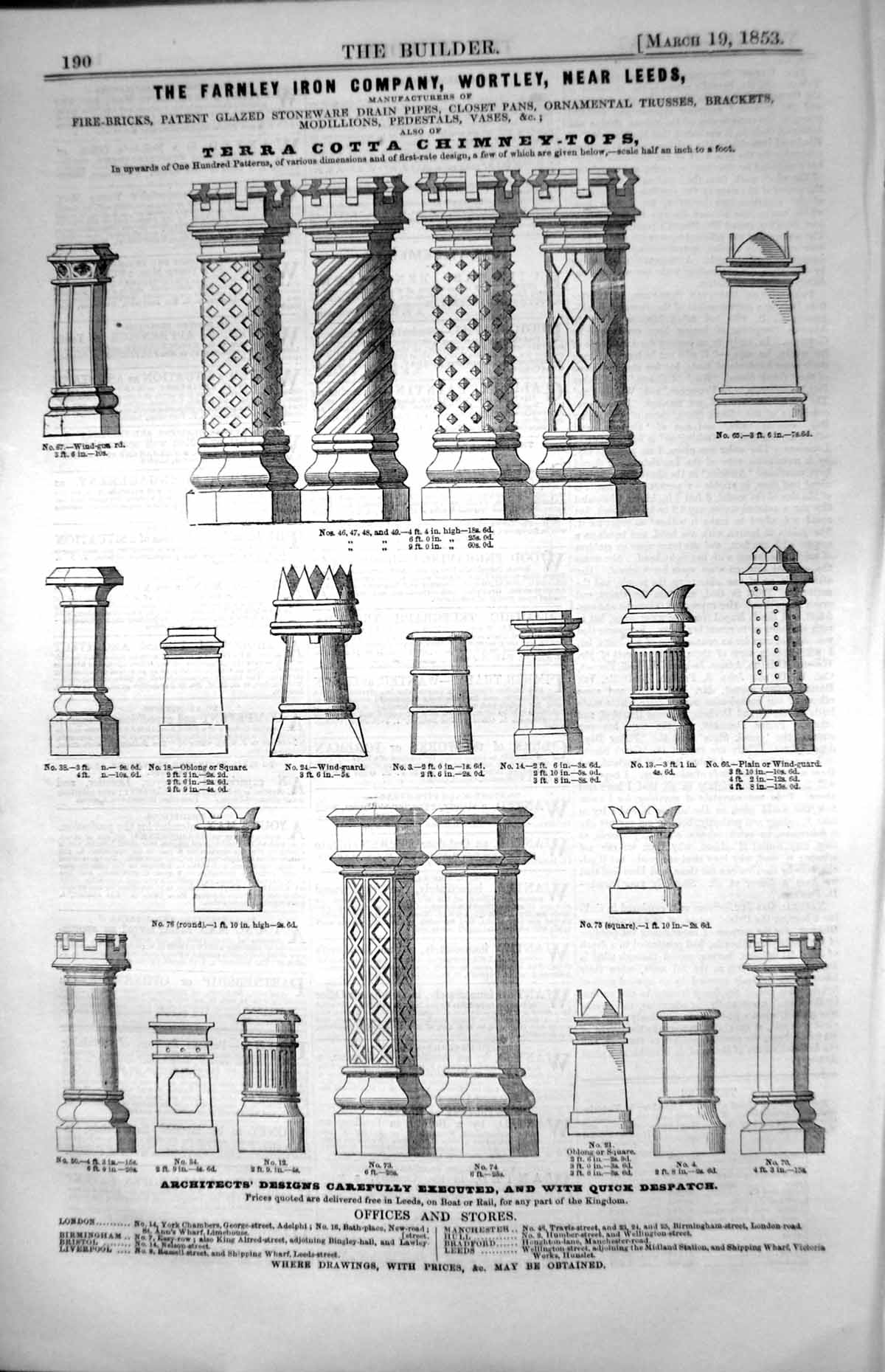 Old Farnley Iron Company Terra Cotta Chimney Tops Architect Designs