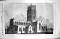 Antique Old Print Late Church St. George Doncaster Stained Glass Windows 1853