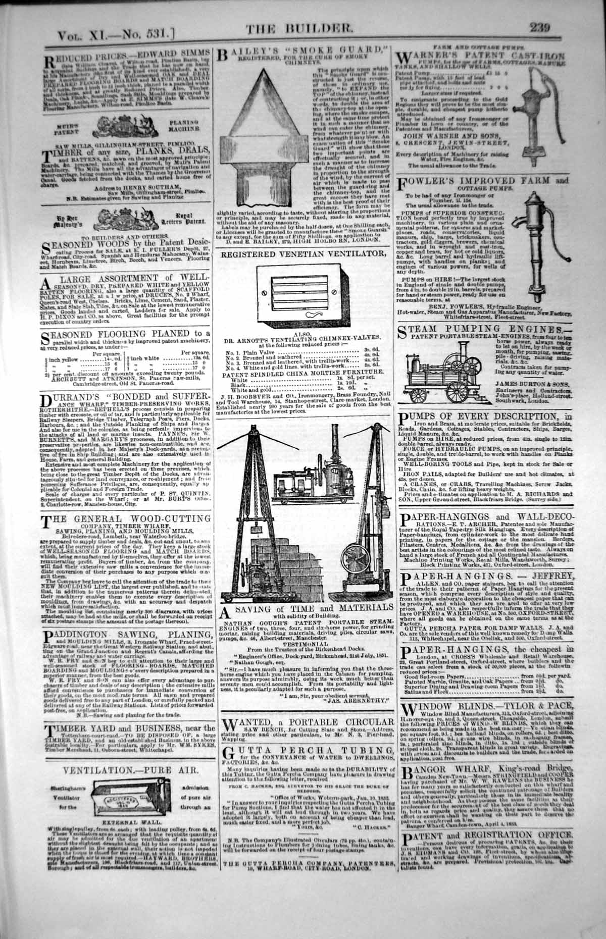 Old Advertisements Smoke Guard Water Pumps Steam Engine Ventilation