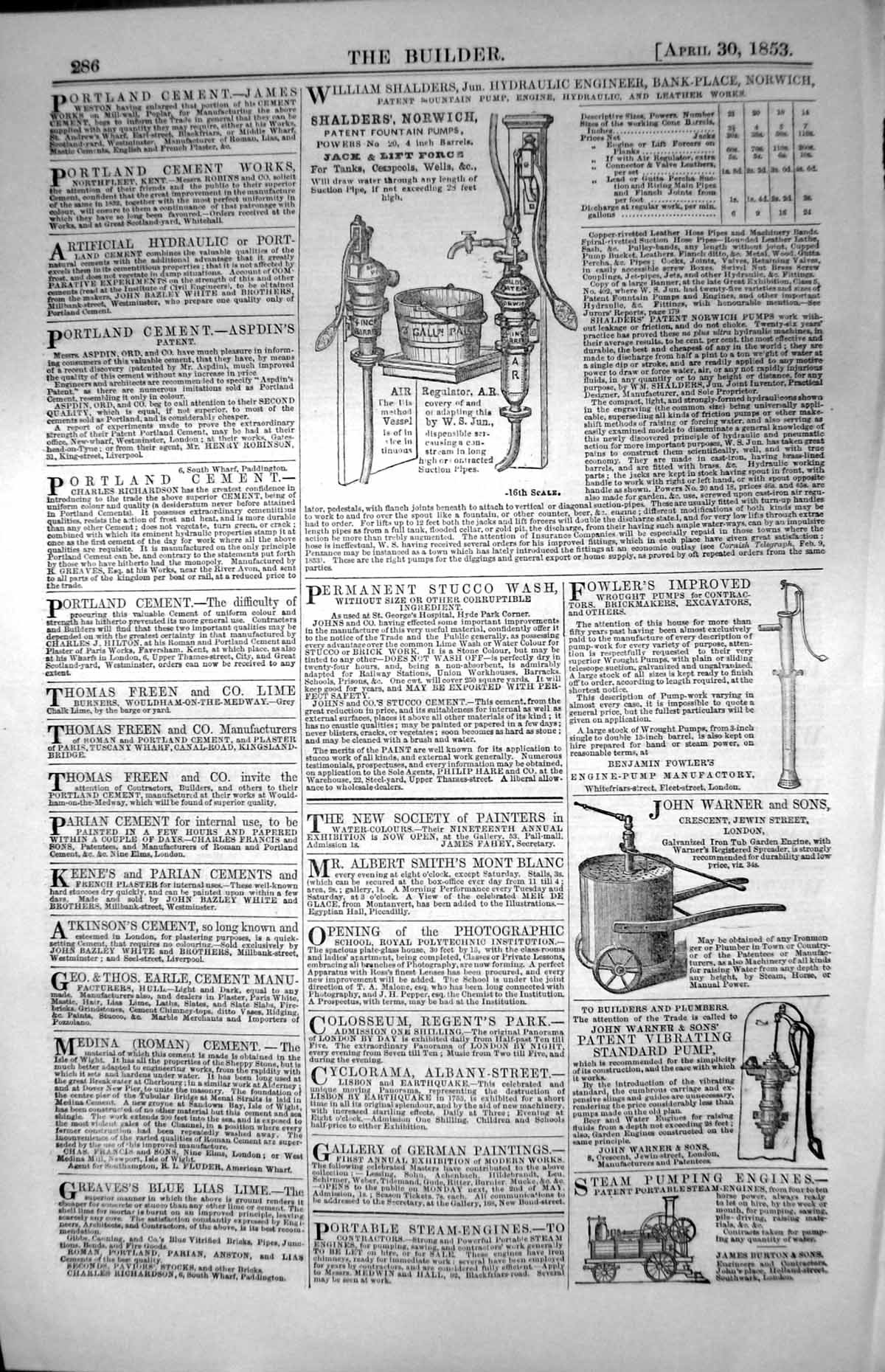 Antique Print Advertisements Fountain Pump Pumps Iron Tub Steam Engine 1853
