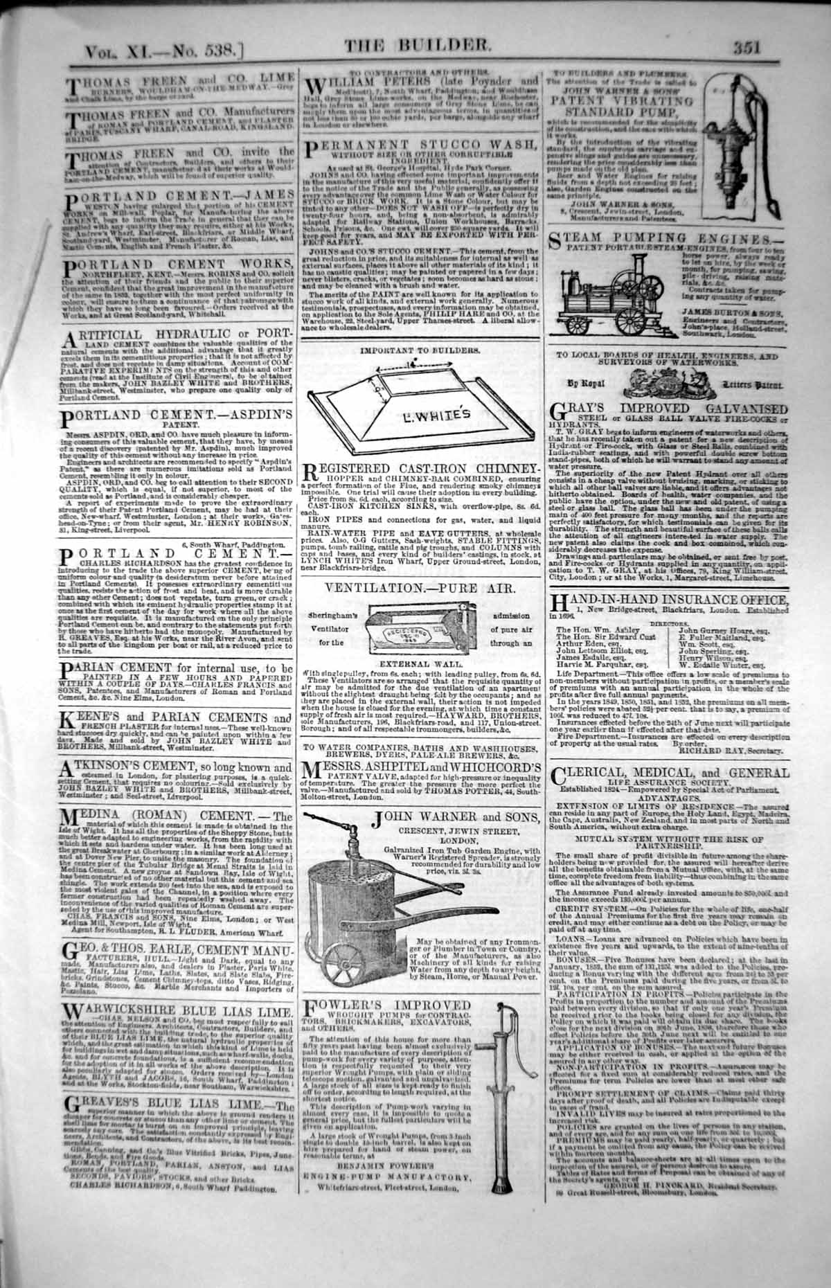Old Advertisements Chimney Ventilation Pumps Steam Engine Text Advert