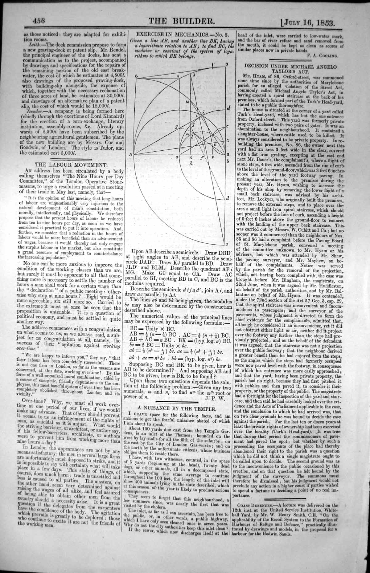 Old Mathematical Exercise Logarithmic Relations Diagram Semicircles