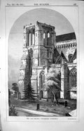 Antique Print The Belfy Chichester Cathedral W. Gaveler Graveyard Trees 185