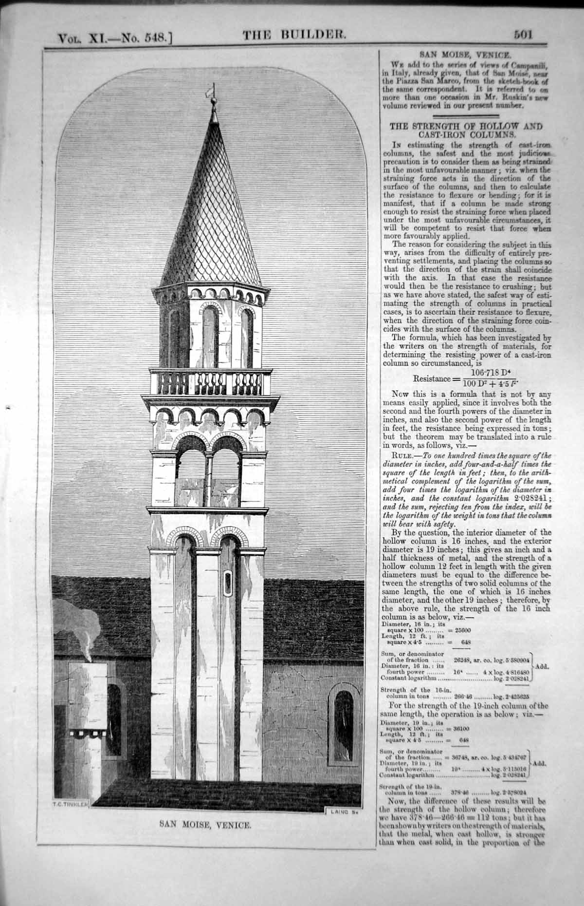 Old St. Moise Venice T.C. Tinkler Text Campanili Italy Church Tower