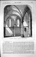 Old Print Chichester Cathedral Chapel North Transept Columns Arches 1853 19th