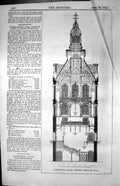 Antique Old Print Tortworth Court Section Through Hall Gloucestershire 1853