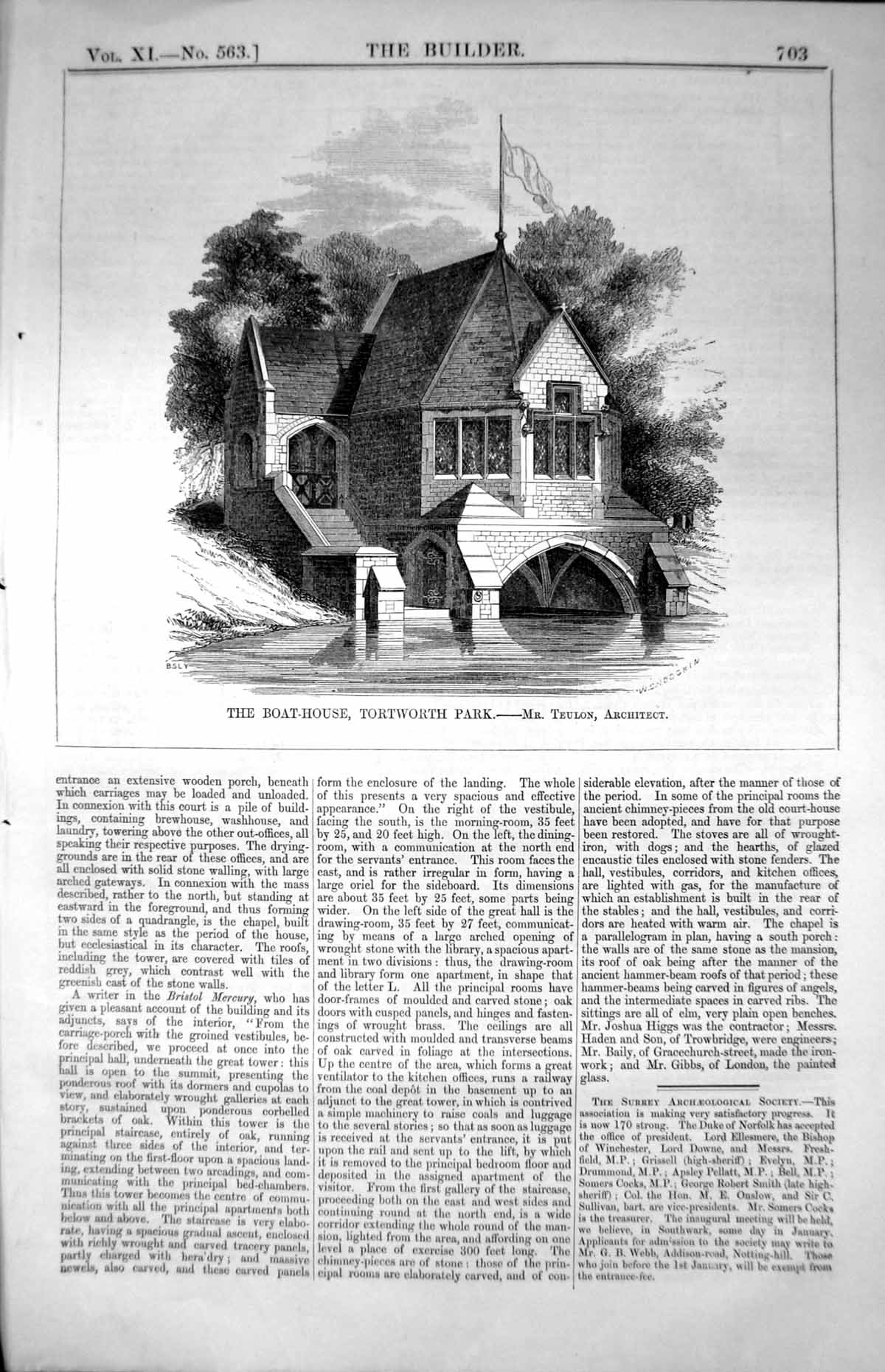 Old Boat House Tortworth Park Mr. Teulon Architect Waterside Trees 18 Victorian