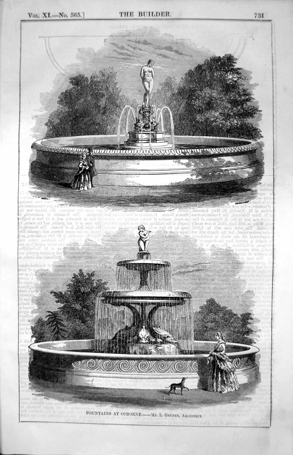Old Fountains At Osborne Architect Mr. L. Gruner Dolphins Statues 185 Victorian