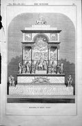 Old Antique Print Monument Titian Venice Lion Wings Carvings People 1854 19th