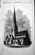 Antique Print Plan Cockermouth Church Exterior Joseph Clarke Architect 1854