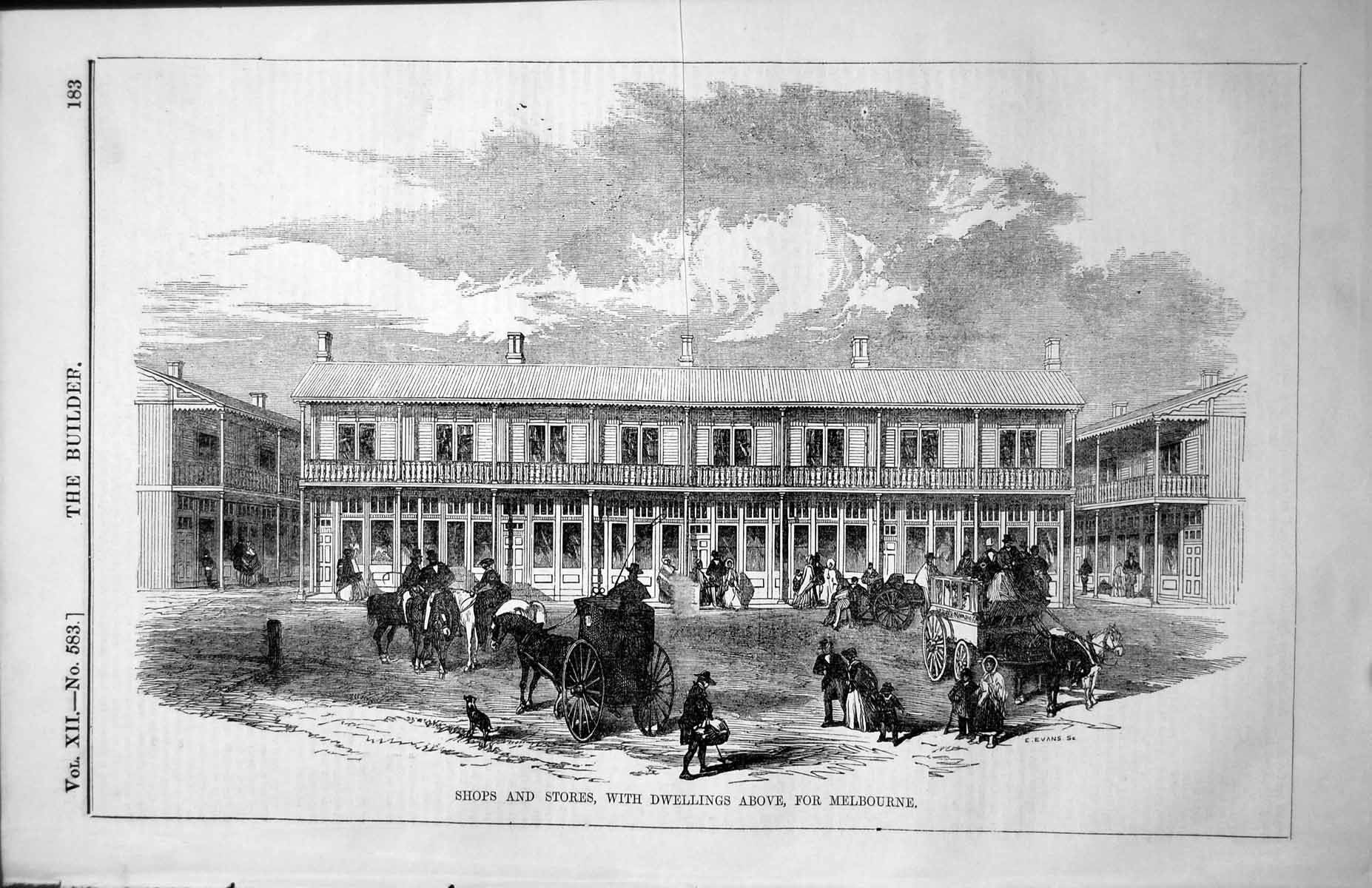 Original Old Antique Print Shops Stores Dwellings Above For Melbourne 1854 19th