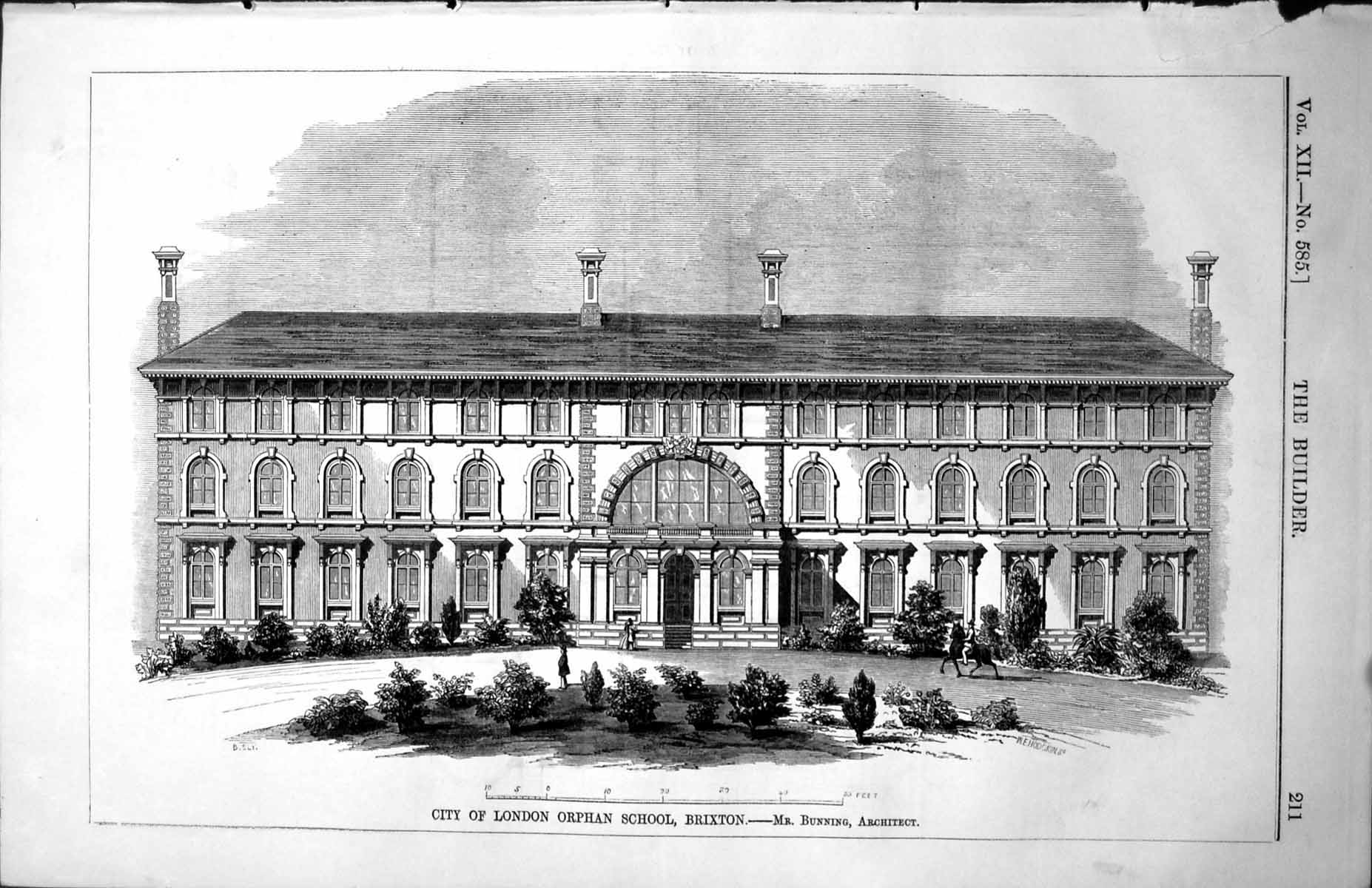 Old City London Orphan School Brixton Plan Mr Bunning Architect 1854 Victorian