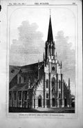 Antique Old Print Church Borgerhout Near Antwerp M Berckmans Architect 1854