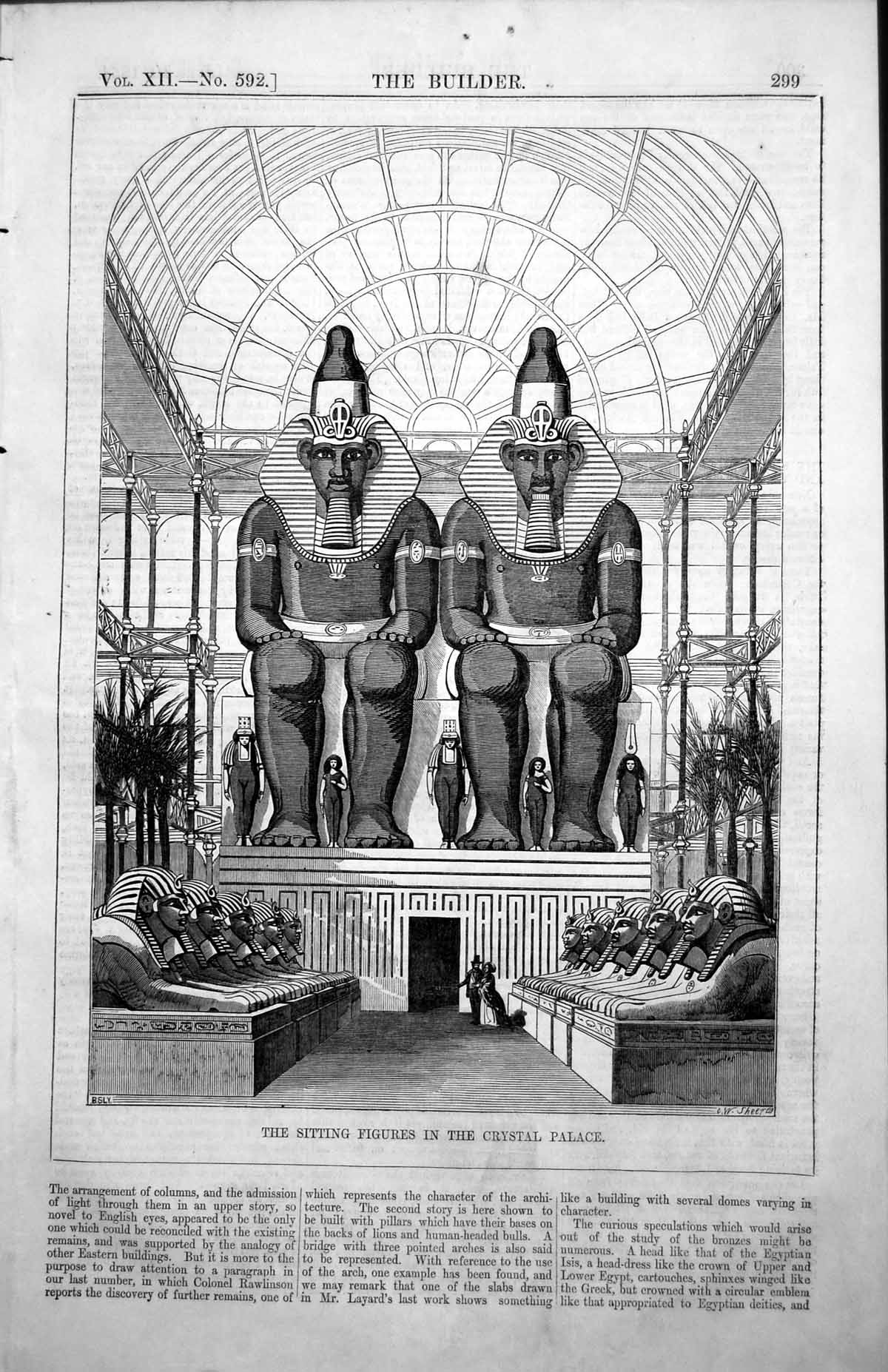 Print Sitting Figures Crystal Palace Pillars Backs Lions Human Headed Bulls1854