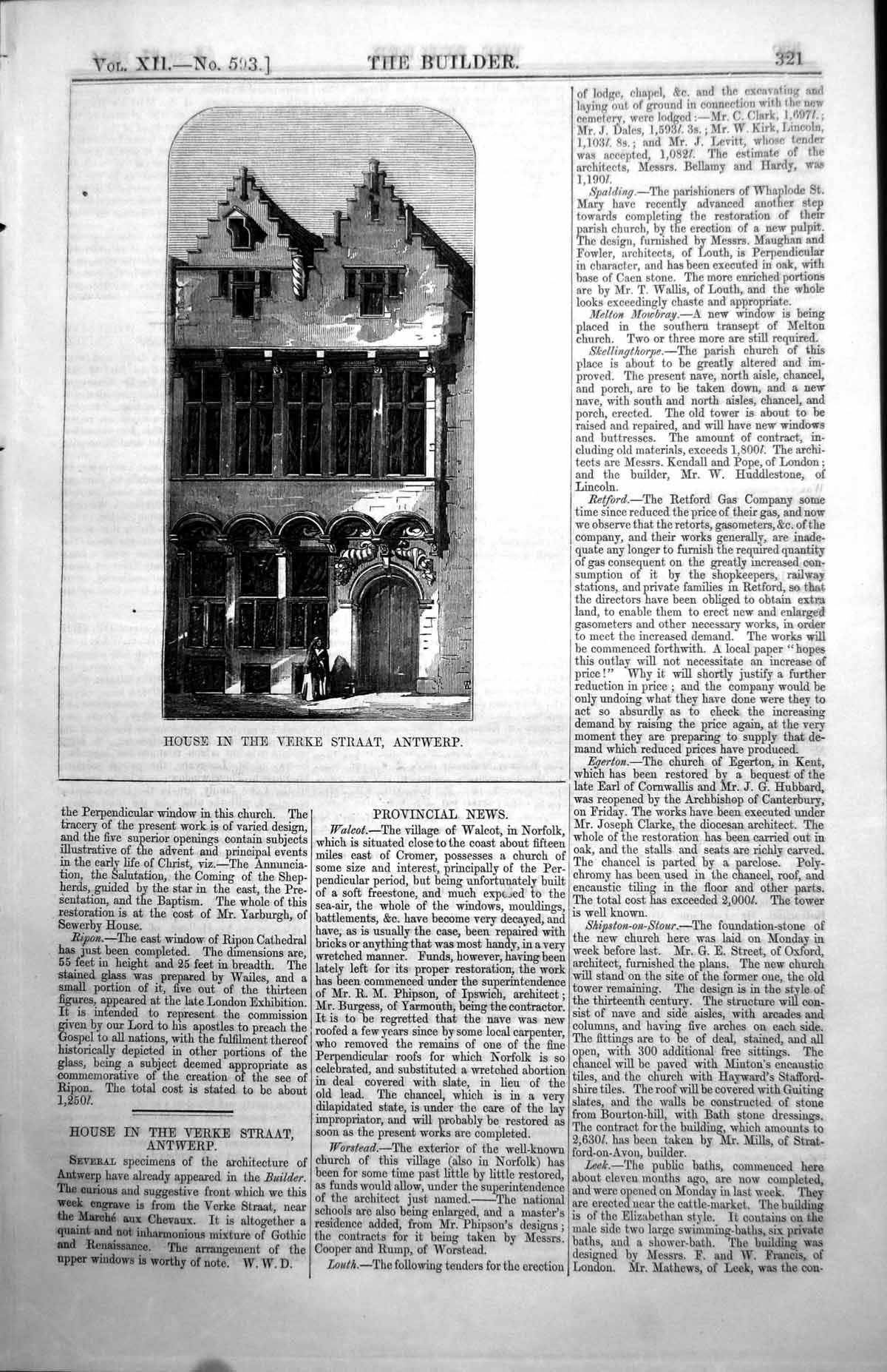 Old House Verke Straat Antwerp Marche Chevaux Gothic Renaissance 1854 Victorian