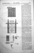 Antique Old Print Iron Grating Twelfth Thirteenth Century Curves Circles 1854