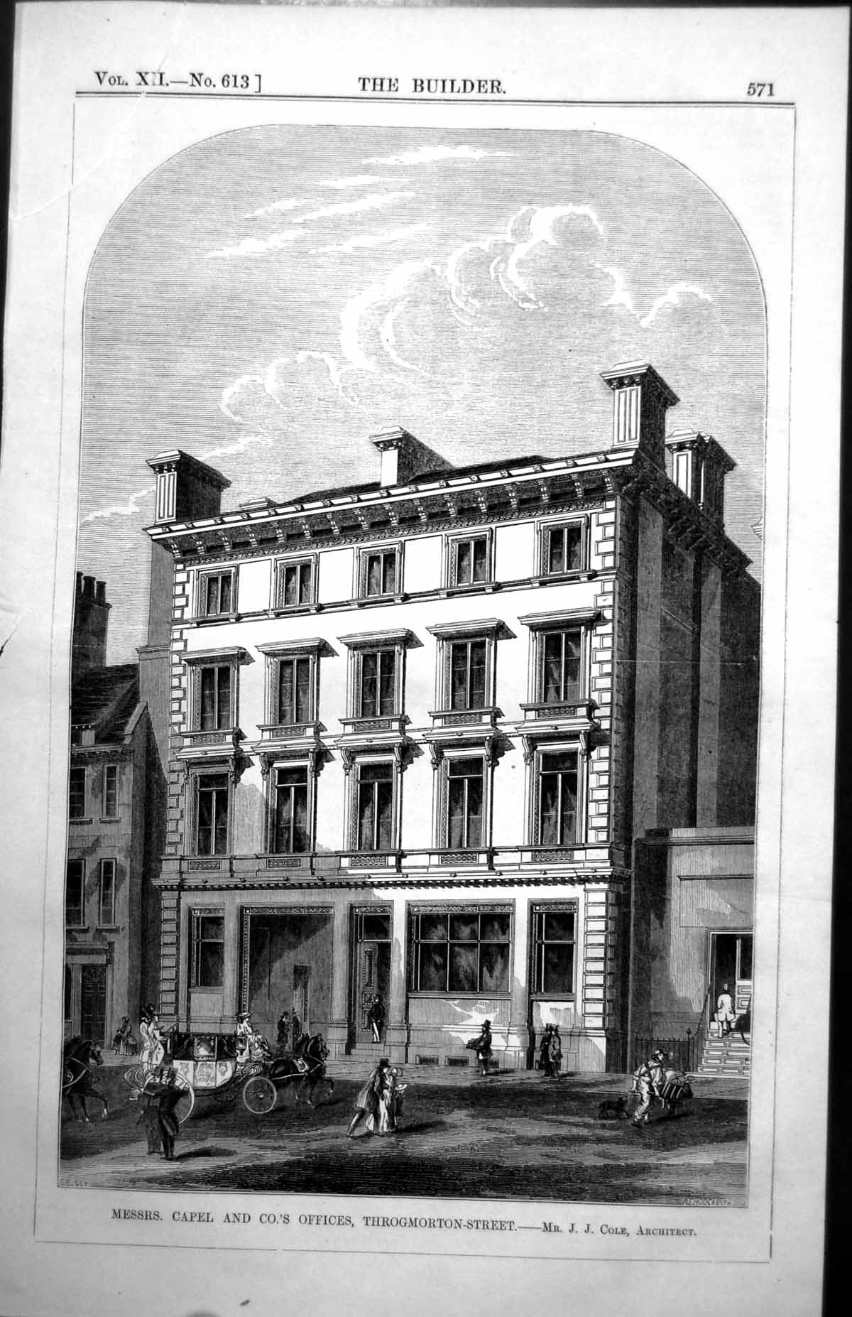 Old Messrs Capel & Cos Offices Throgmorton Street J Cole Architect 1854 19th