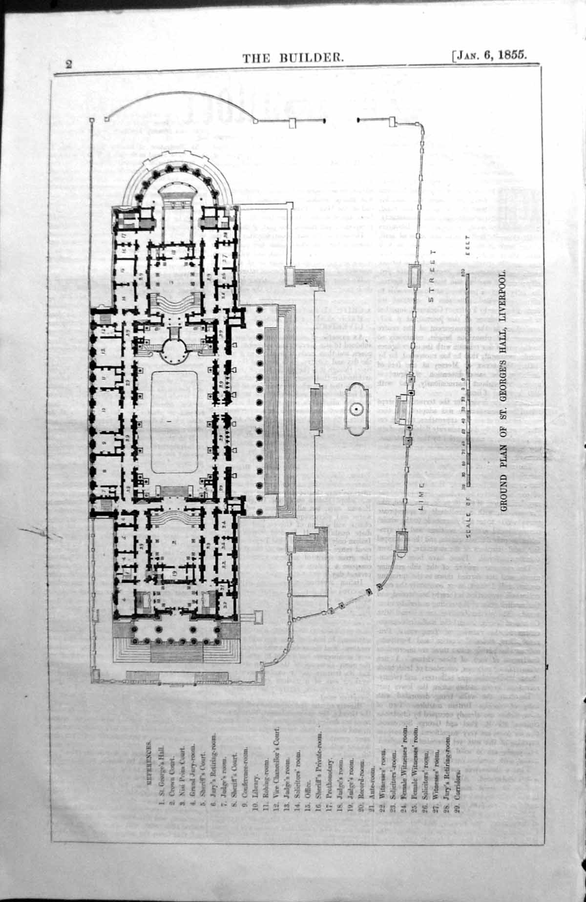 Old Ground Plan St. George'S Hall Liverpool Architecture 1855 Builder Victorian