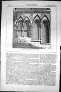Old Antique Print Sedilia Piscina Hythe Church Architecture 1855 Builder 19th