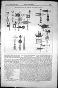 Original Old Antique Print Weather-Cocks Vanes London Churches 1855 Builder