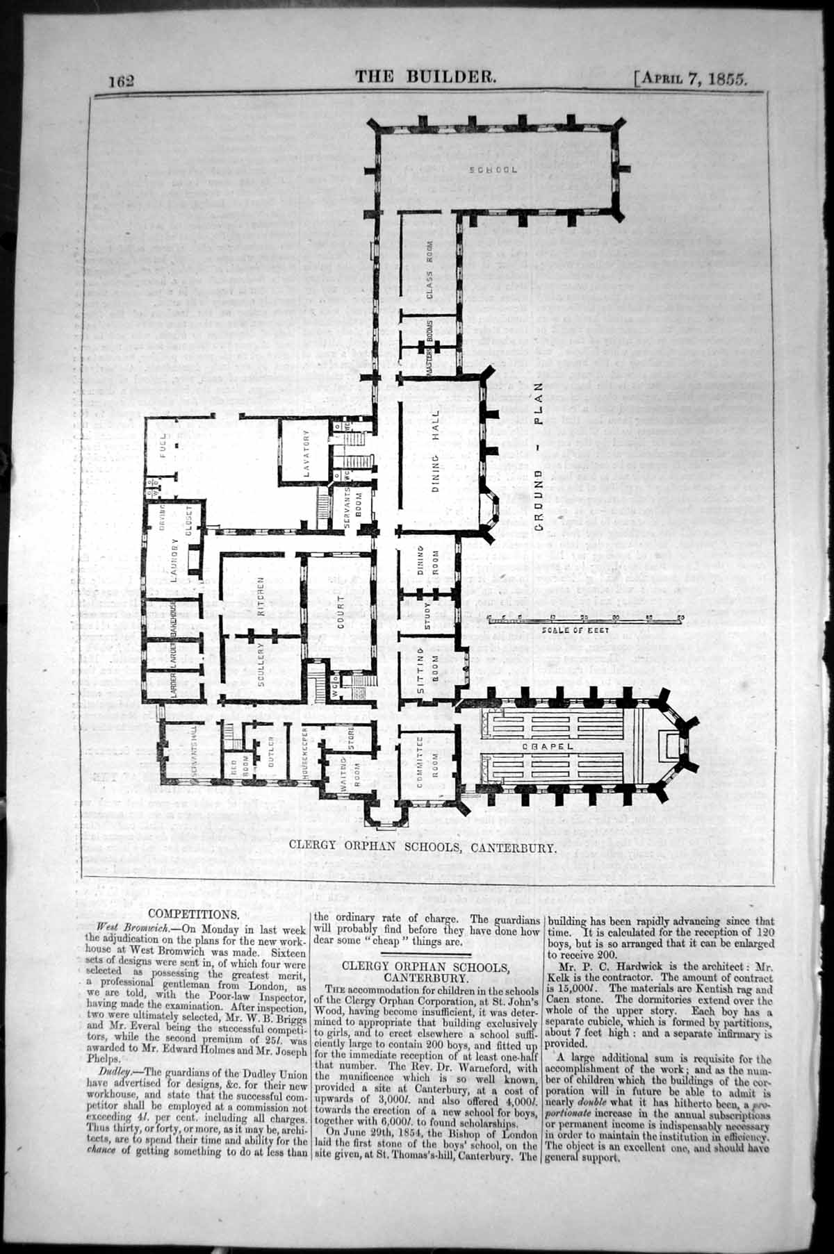 Old Ground Plan Clergy Orphan Schools Canterbury Architecture 1855 Bu Victorian