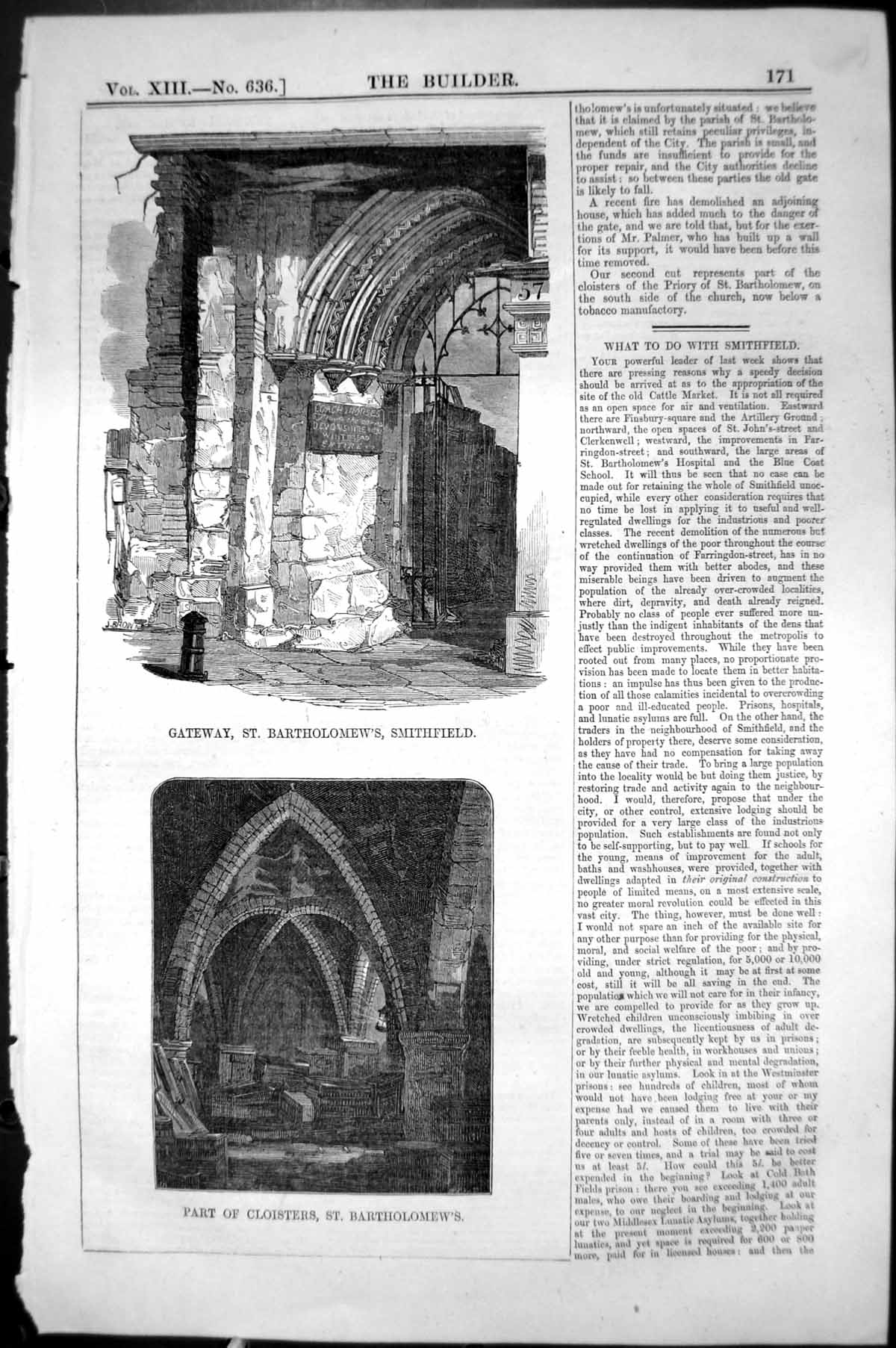 Old Gateway St. Bartholomew'S Smithfield Cloisters Architecture 1855 Victorian