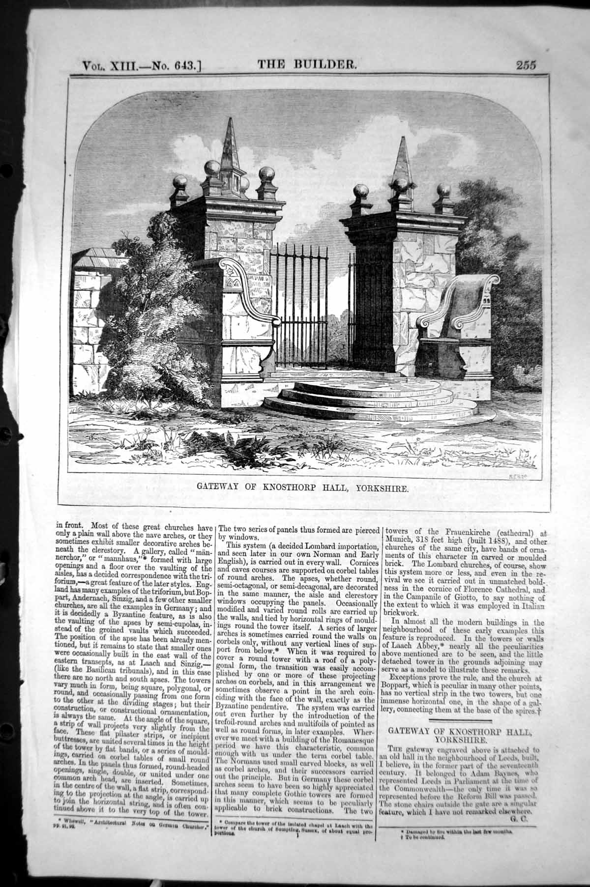 Old Gateway Knosthorp Hall Yorkshire England Architecture 1855 Builde Victorian