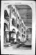 Old Antique Print Waltham Abbey Church Interior Architecture 1855 Builder 19th