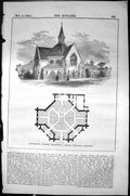 Old Print Canonbury Chapel Islington Habershon Architecture 1855 Builder 19th