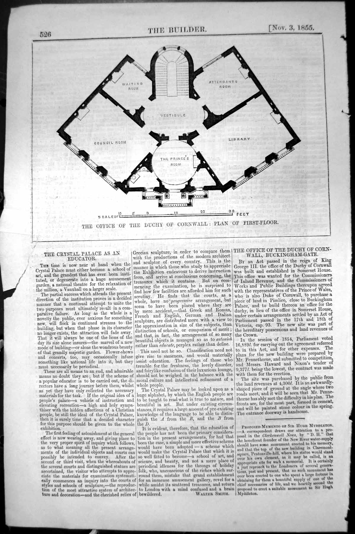 Old Plan First Floor Office Duchy Cornwall Architecture 1855 Builder Victorian